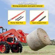 Hay Spear 49" Bale Spear 3000 lbs Capacity, Bale Spike Quick Attach Square Hay Bale Spears, Red Coated Bale V952-CM45X12503000DTT1V0