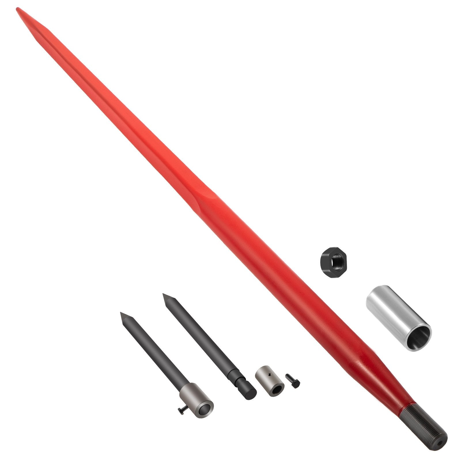 Hay Spear 49" Bale Spear 3000 lbs Capacity, Bale Spike Quick Attach Square Hay Bale Spears, Red Coated Bale V952-CM45X12503000DTT1V0