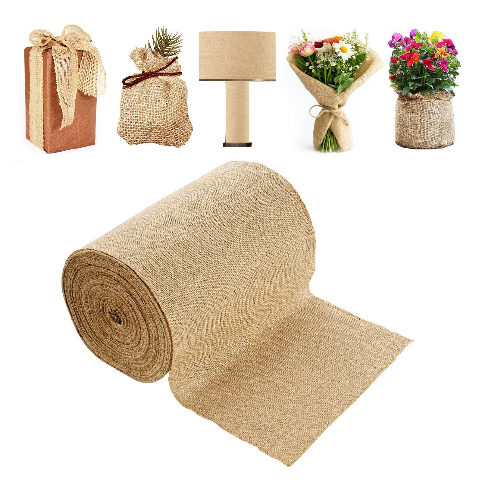 Burlap Fabric Roll, 355 mm x 45.7 m & 50 x 50 Density Wide Natural Burlap Fabric Rolls, Jute Fabric Burlap V952-CMBJ14INCHES3MBHIV0