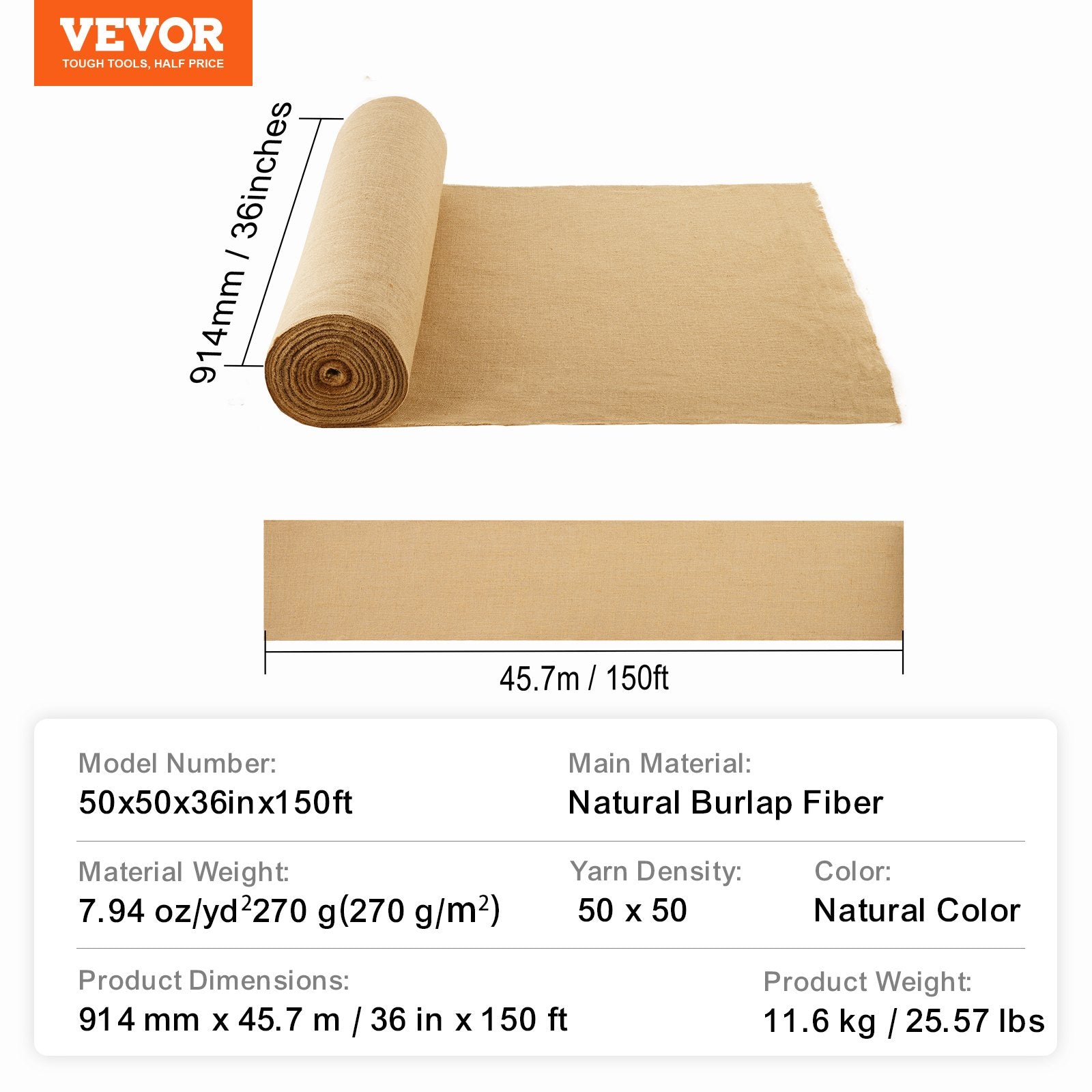 Burlap Fabric Roll Burlap Tree Wrap 914 mm x 45.7 m for Crafts & Plants V952-CMBJ36INCHES3TQMTV0