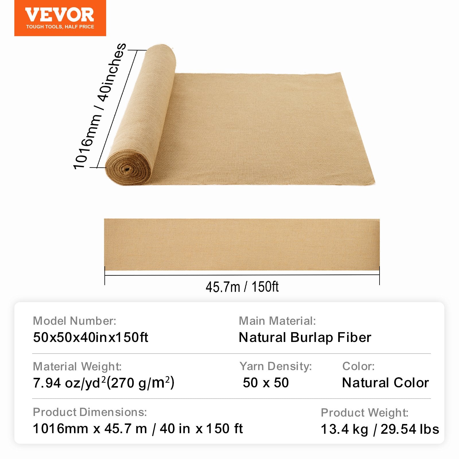 Burlap Fabric Roll Burlap Tree Wrap 1016 mm x 45.7 m for Crafts & Plants V952-CMBJ40INCHESIUNCVV0