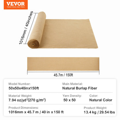 Burlap Fabric Roll Burlap Tree Wrap 1016 mm x 45.7 m for Crafts & Plants V952-CMBJ40INCHESIUNCVV0