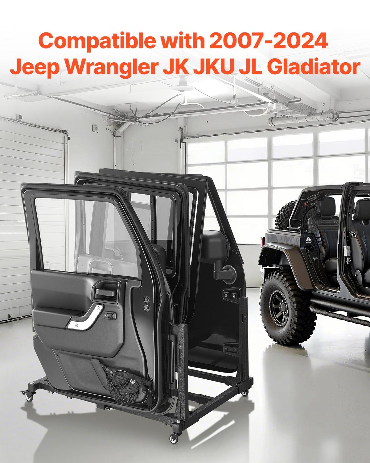Jeep Door Storage Cart, 4 Doors Moveable Storage Cart Rack with Thickened Rubber Cushion, Sturdy Car Door V952-CMTCBPXCZ4PCBKV5WV0