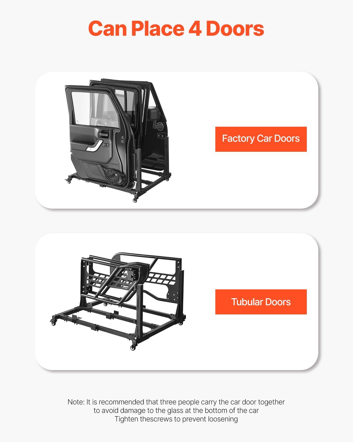 Jeep Door Storage Cart, 4 Doors Moveable Storage Cart Rack with Thickened Rubber Cushion, Sturdy Car Door V952-CMTCBPXCZ4PCBKV5WV0