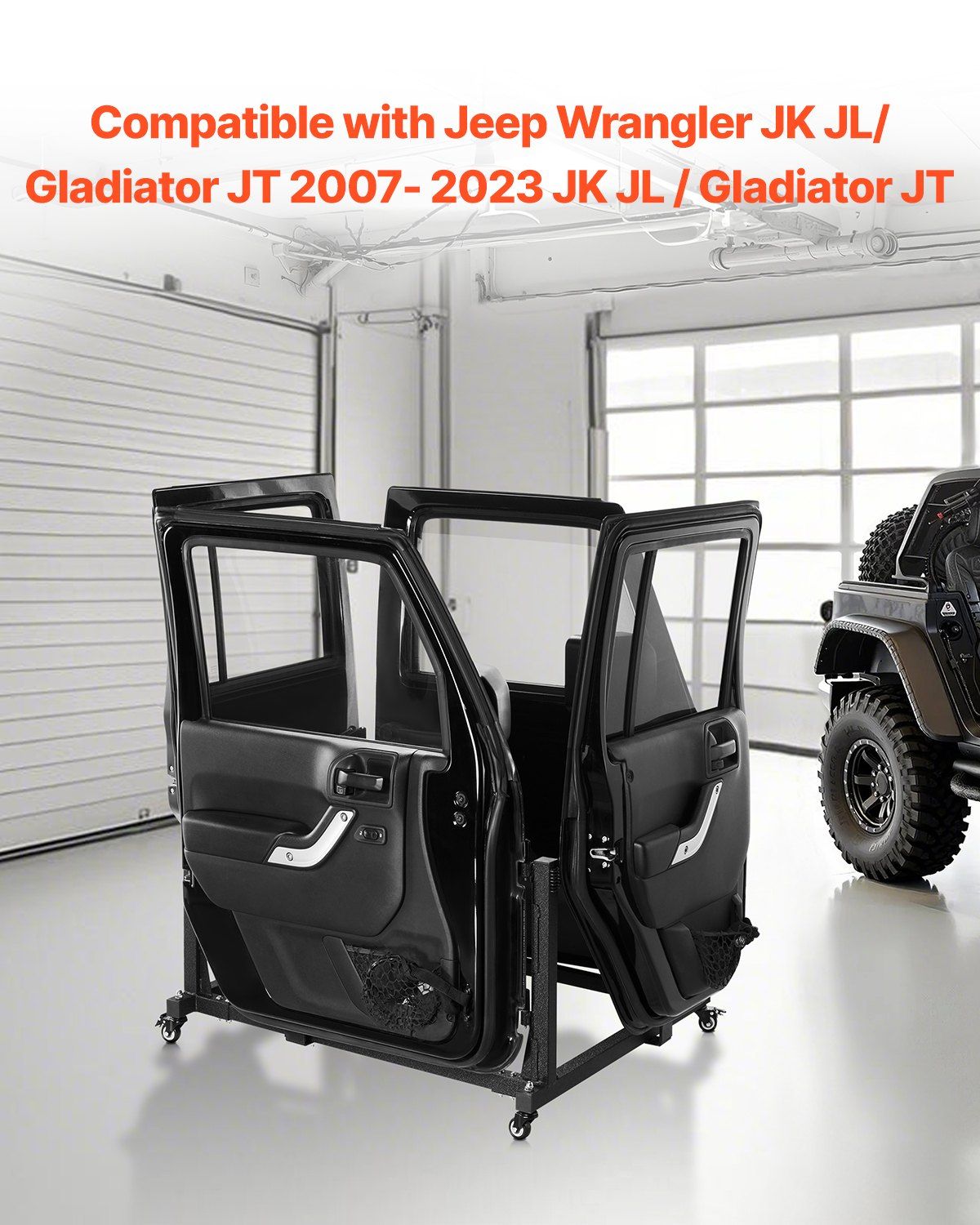 Jeep Door Storage Cart, 4 Doors Moveable Storage Cart Rack with Thickened Rubber Cushion, Sturdy Car Door V952-CMTCFXCZ4PCS2X886V0