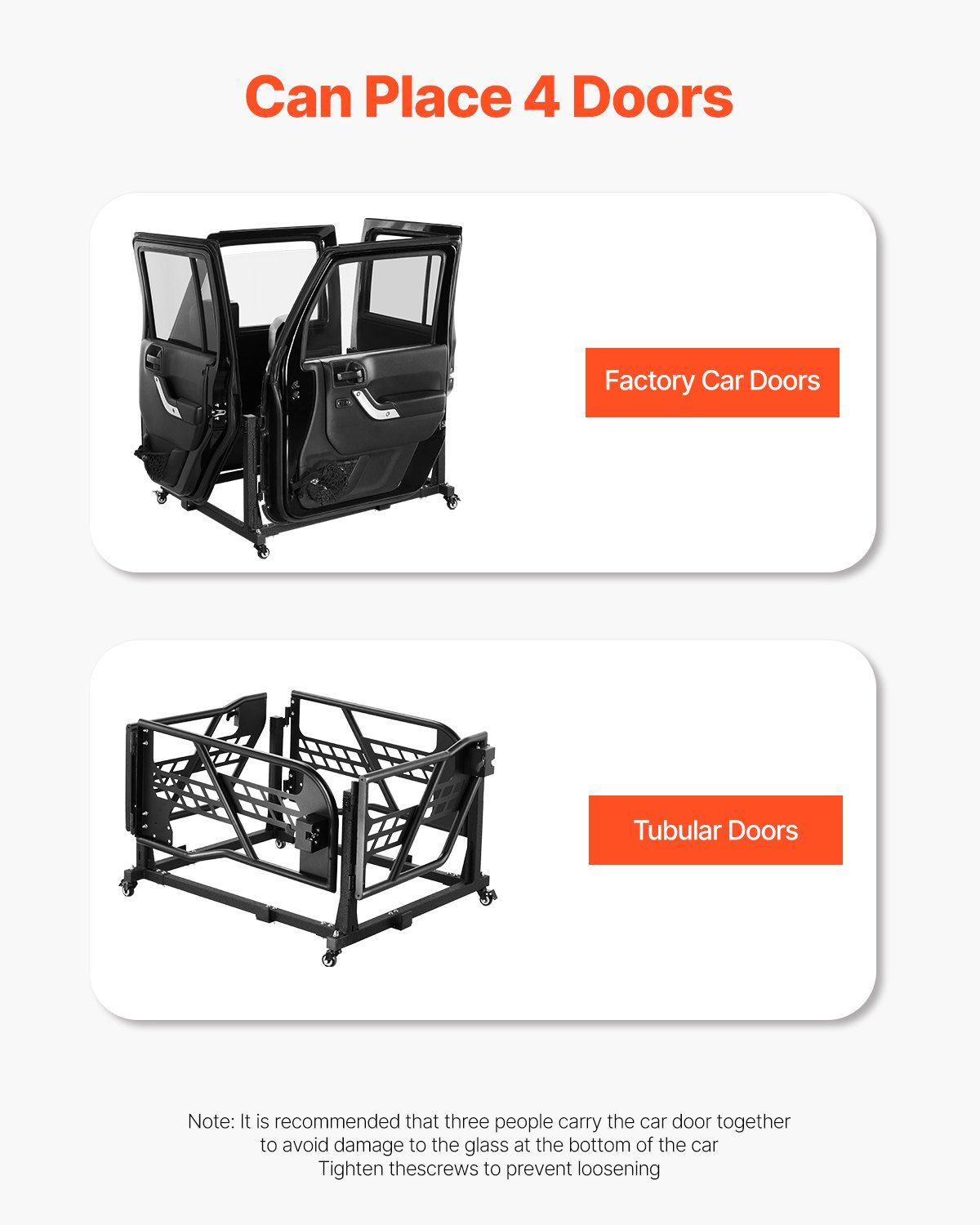 Jeep Door Storage Cart, 4 Doors Moveable Storage Cart Rack with Thickened Rubber Cushion, Sturdy Car Door V952-CMTCFXCZ4PCS2X886V0