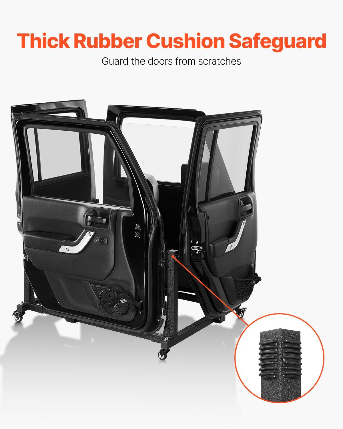 Jeep Door Storage Cart, 4 Doors Moveable Storage Cart Rack with Thickened Rubber Cushion, Sturdy Car Door V952-CMTCFXCZ4PCS2X886V0