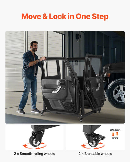 Jeep Door Storage Cart, 4 Doors Moveable Storage Cart Rack with Thickened Rubber Cushion, Sturdy Car Door V952-CMTCFXCZ4PCS2X886V0