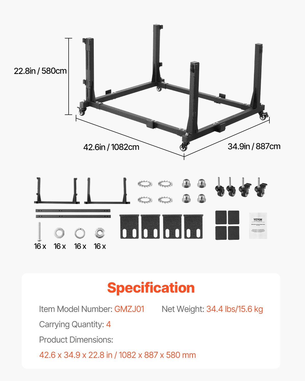Jeep Door Storage Cart, 4 Doors Moveable Storage Cart Rack with Thickened Rubber Cushion, Sturdy Car Door V952-CMTCFXCZ4PCS2X886V0