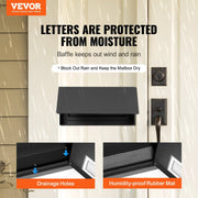 Through The Door Key Drop Box, Heavy Duty Steel Through the Door Mailbox with 12" Combination Lock, Mail Drop V952-CMXBXMMSBLACBDP02V0