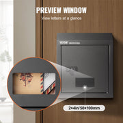 Through The Door Key Drop Box, Heavy Duty Steel Through the Door Mailbox with 12" Combination Lock, Mail Drop V952-CMXBXMMSBLACBDP02V0