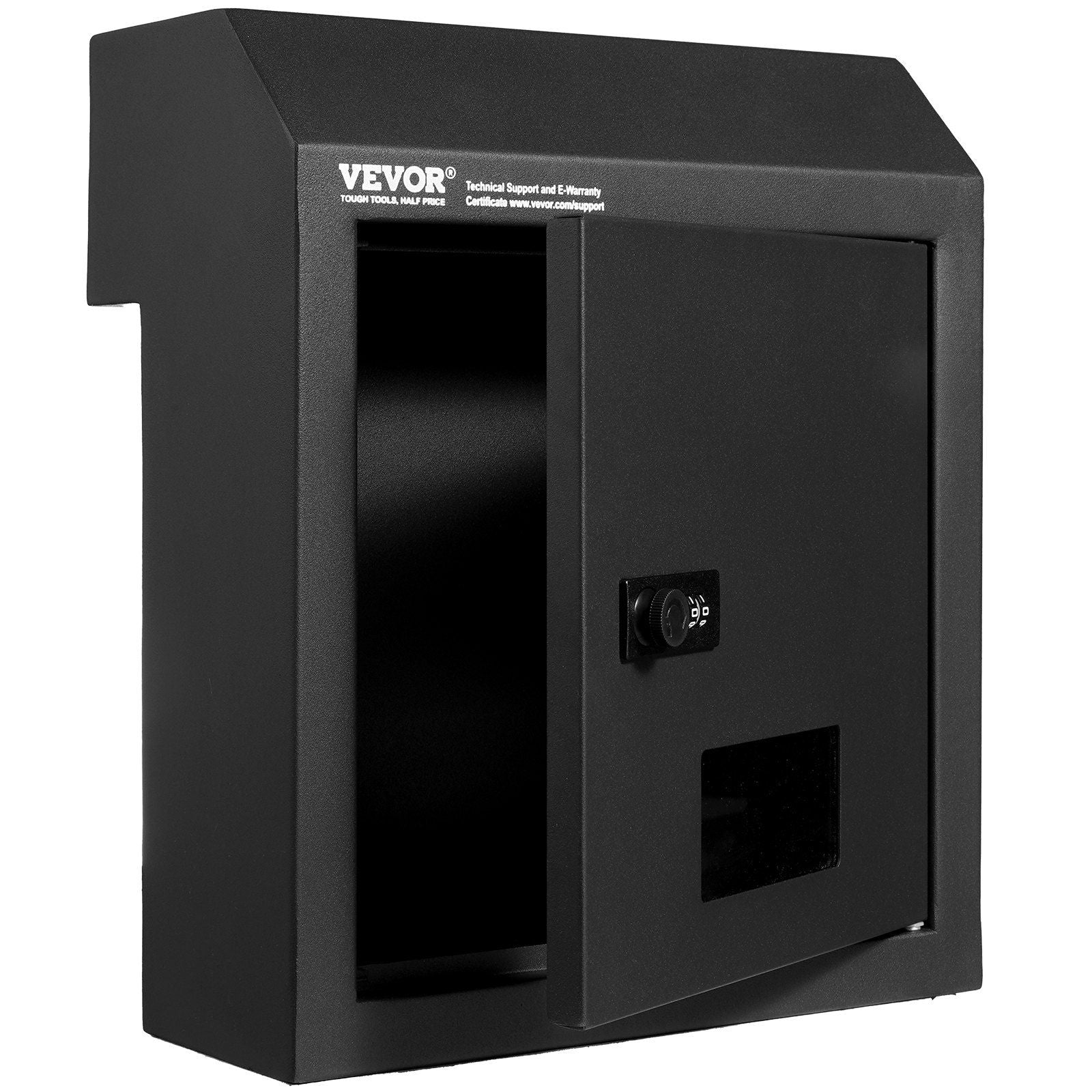 Through The Door Key Drop Box, Heavy Duty Steel Through the Door Mailbox with 12" Combination Lock, Mail Drop V952-CMXBXMMSBLACBDP02V0