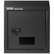 Through The Door Key Drop Box, Heavy Duty Steel Through the Door Mailbox with 12" Combination Lock, Mail Drop V952-CMXBXMMSBLACBDP02V0