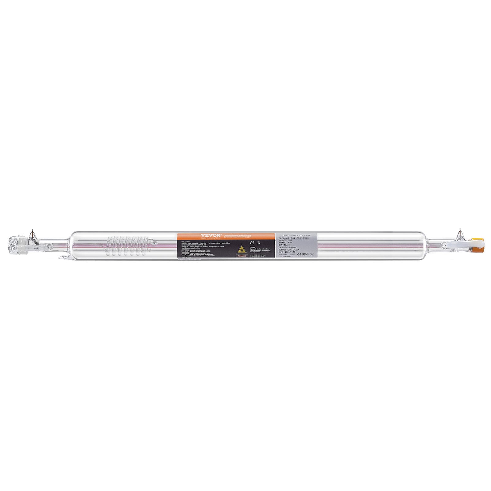 Laser Tube, 50W CO2 Laser Tube for Laser Engraver and Cutter Machine, 850 mm Length, 50 mm Diameter, Glass V952-CO2JGG50W00025GL9V9