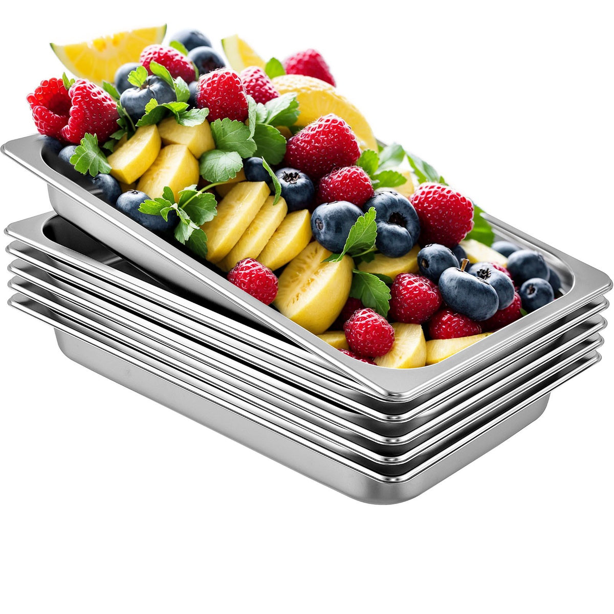Hotel Pans Full Size 2.5 Inch Deep, Steam Table Pan 6 Pack , 22 Gauge/0.8mm Thick Stainless Steel Hotel Pan V952-CP20X12X2YCTZ6001V0