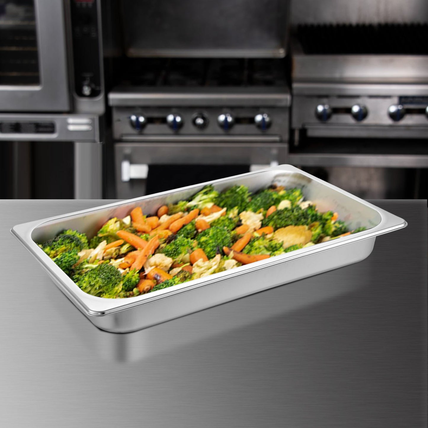 Hotel Pans Full Size 2.5 Inch Deep, Steam Table Pan 6 Pack , 22 Gauge/0.8mm Thick Stainless Steel Hotel Pan V952-CP20X12X2YCTZ6001V0