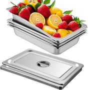 4 Pack Hotel Pan 3.7" Deep Steam Table Pan Full Size with Lid 20.8"L x 13"W Hotel Pan 22 Gauge Stainless V952-CP20X12X4YCTZ4001V0