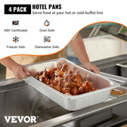 4 Pack Hotel Pan 3.7" Deep Steam Table Pan Full Size with Lid 20.8"L x 13"W Hotel Pan 22 Gauge Stainless V952-CP20X12X4YCTZ4001V0