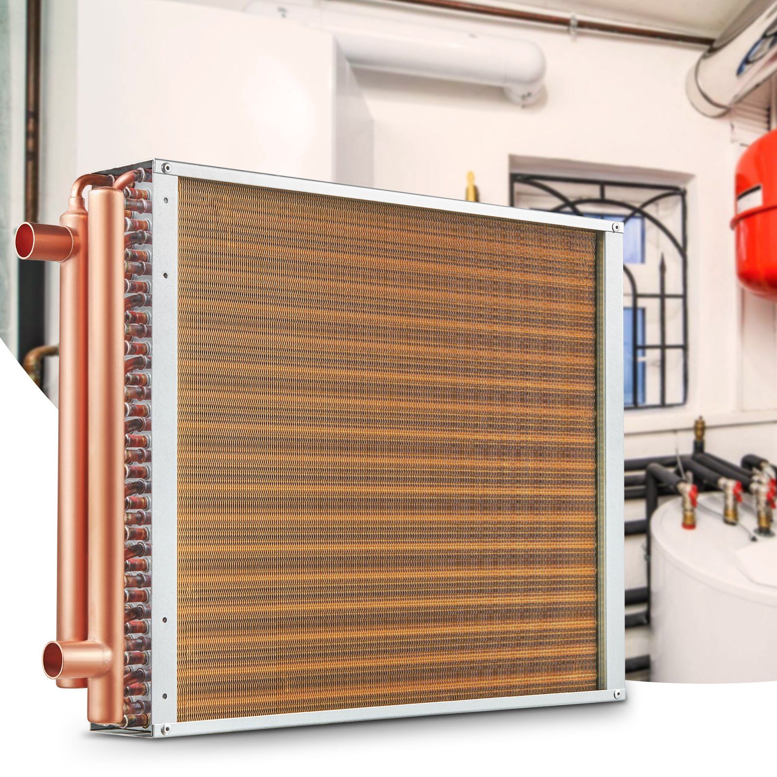 Heat Exchanger Water to Air, 18"x 20" with 3-Row 3/8" Copper Ports, 242 Aluminum Fins Heat Exchanger for V952-CPGSHRQ18200VCZ68V0