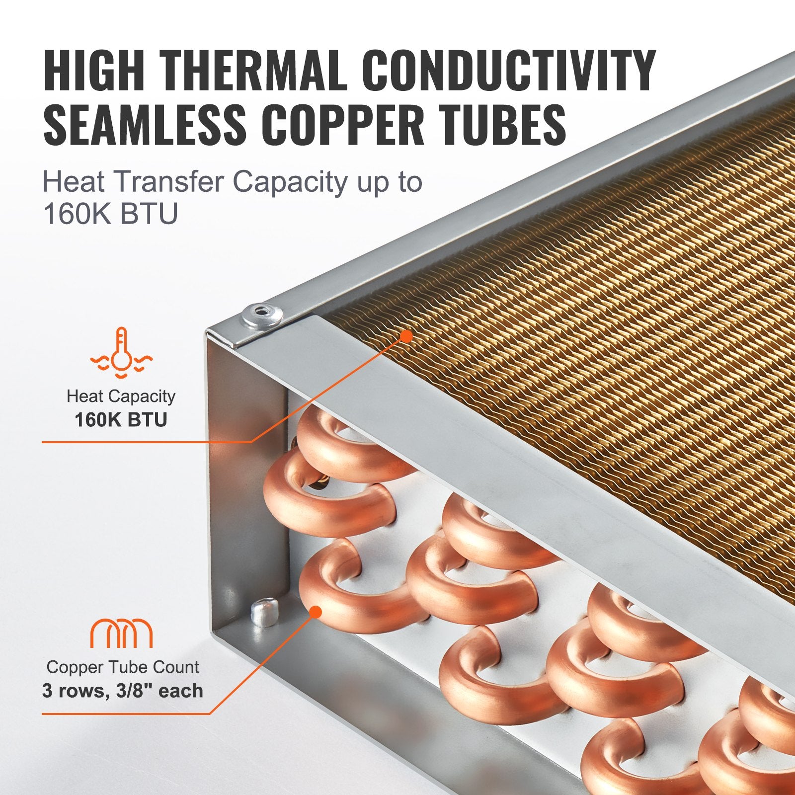 20"x 20" Heat Exchanger Water to Air 3-Row 3/8" Copper Ports 242 Fins V952-CPGSHRQ202001R9UUV0