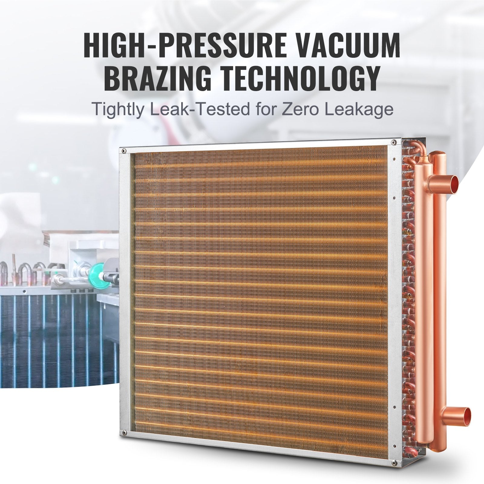 20"x 20" Heat Exchanger Water to Air 3-Row 3/8" Copper Ports 242 Fins V952-CPGSHRQ202001R9UUV0