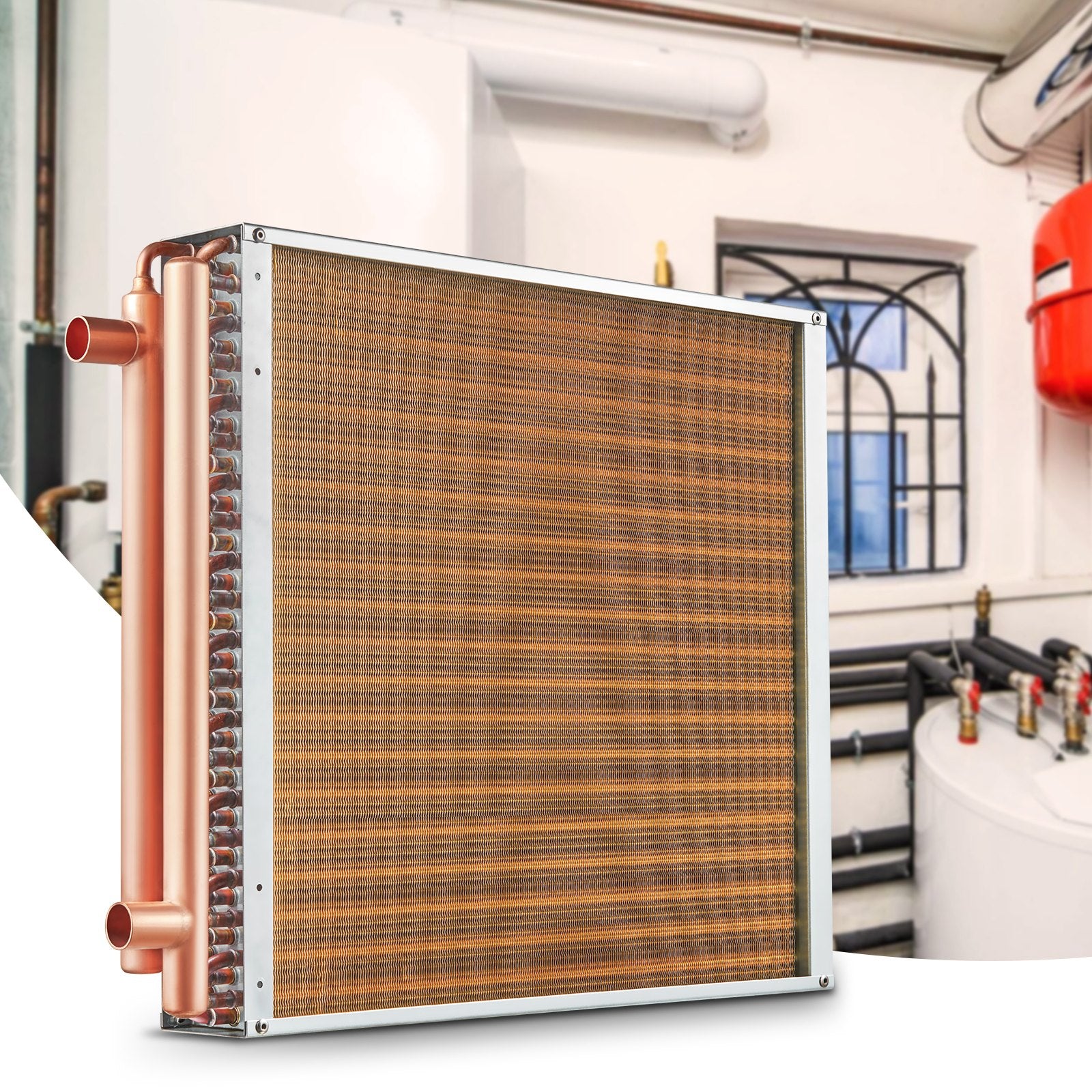 20"x 20" Heat Exchanger Water to Air 3-Row 3/8" Copper Ports 242 Fins V952-CPGSHRQ202001R9UUV0