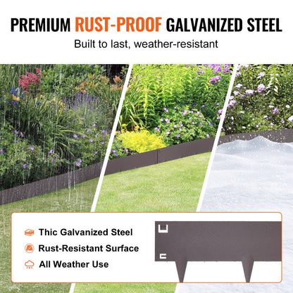 Steel Landscape Edging, 5-pack Steel Garden Edging Borders, 39" L x 5" H Strips, Hammer-in Edging Border, V952-CPPZ5INCH162R3IS3V0