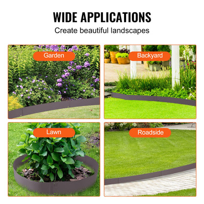Steel Landscape Edging, 5-pack Steel Garden Edging Borders, 39" L x 5" H Strips, Hammer-in Edging Border, V952-CPPZ5INCH162R3IS3V0