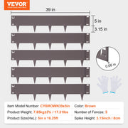 Steel Landscape Edging, 5-pack Steel Garden Edging Borders, 39" L x 5" H Strips, Hammer-in Edging Border, V952-CPPZ5INCH162R3IS3V0