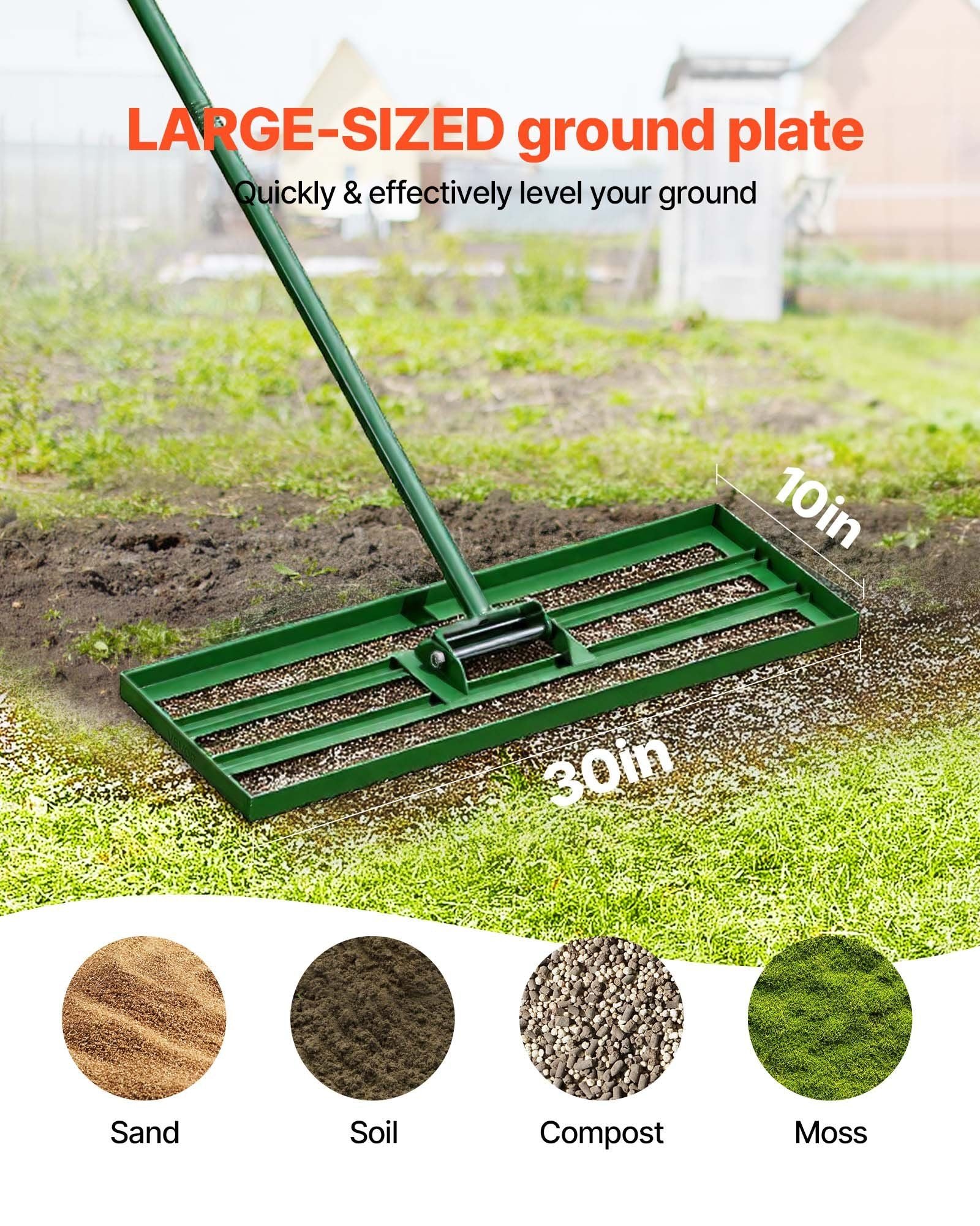 Lawn Leveling Rake, 30"x10" Level Lawn Tool, Heavy-duty Lawn Leveler with 78" Steel Extended Handle, Yard V952-CPPZP1030000Q4VM8002V0
