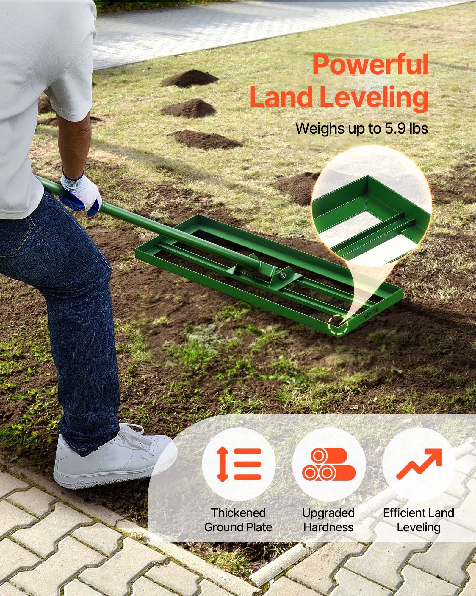 Lawn Leveling Rake, 30"x10" Level Lawn Tool, Heavy-duty Lawn Leveler with 78" Steel Extended Handle, Yard V952-CPPZP1030000Q4VM8002V0