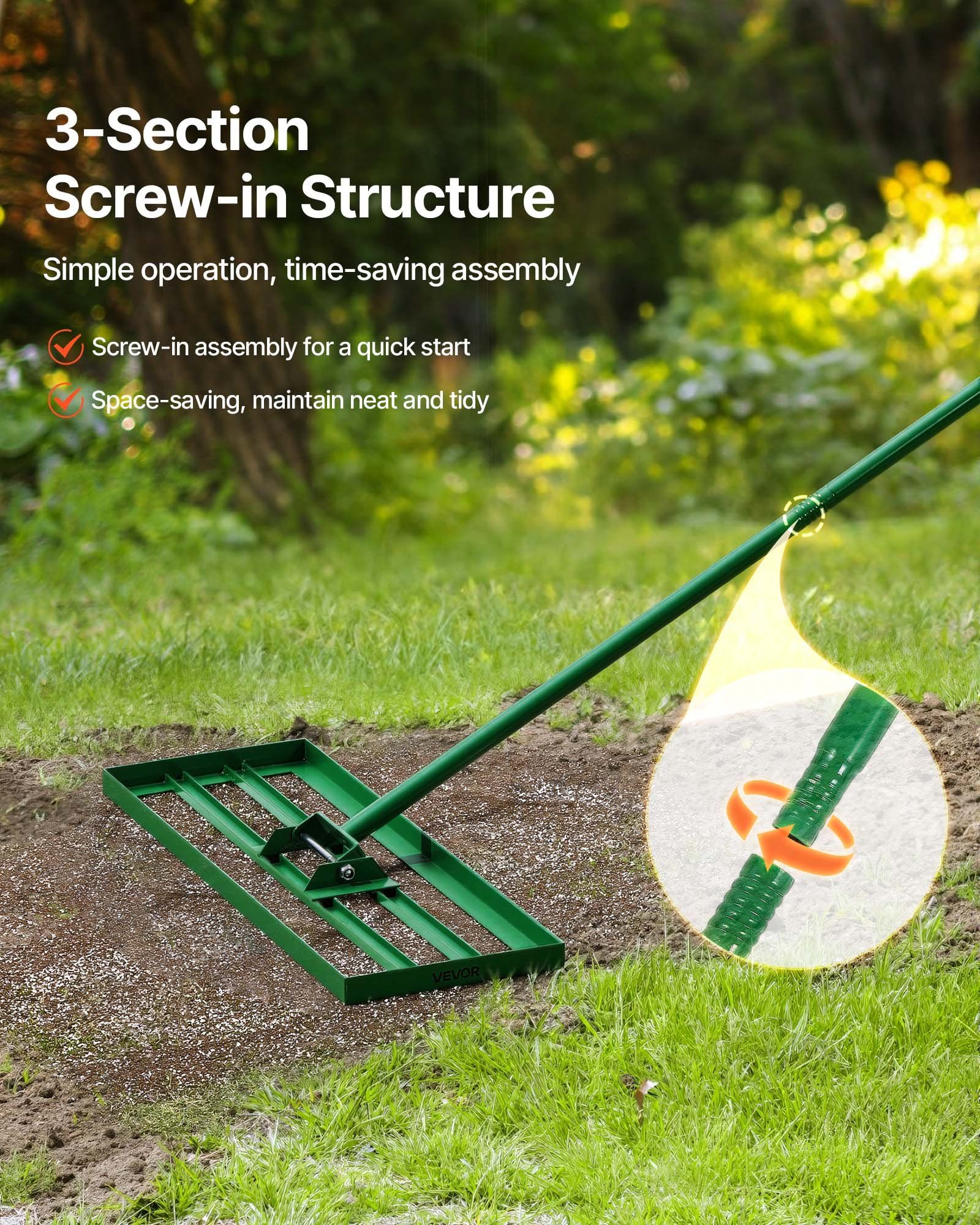 Lawn Leveling Rake, 30"x10" Level Lawn Tool, Heavy-duty Lawn Leveler with 78" Steel Extended Handle, Yard V952-CPPZP1030000Q4VM8002V0
