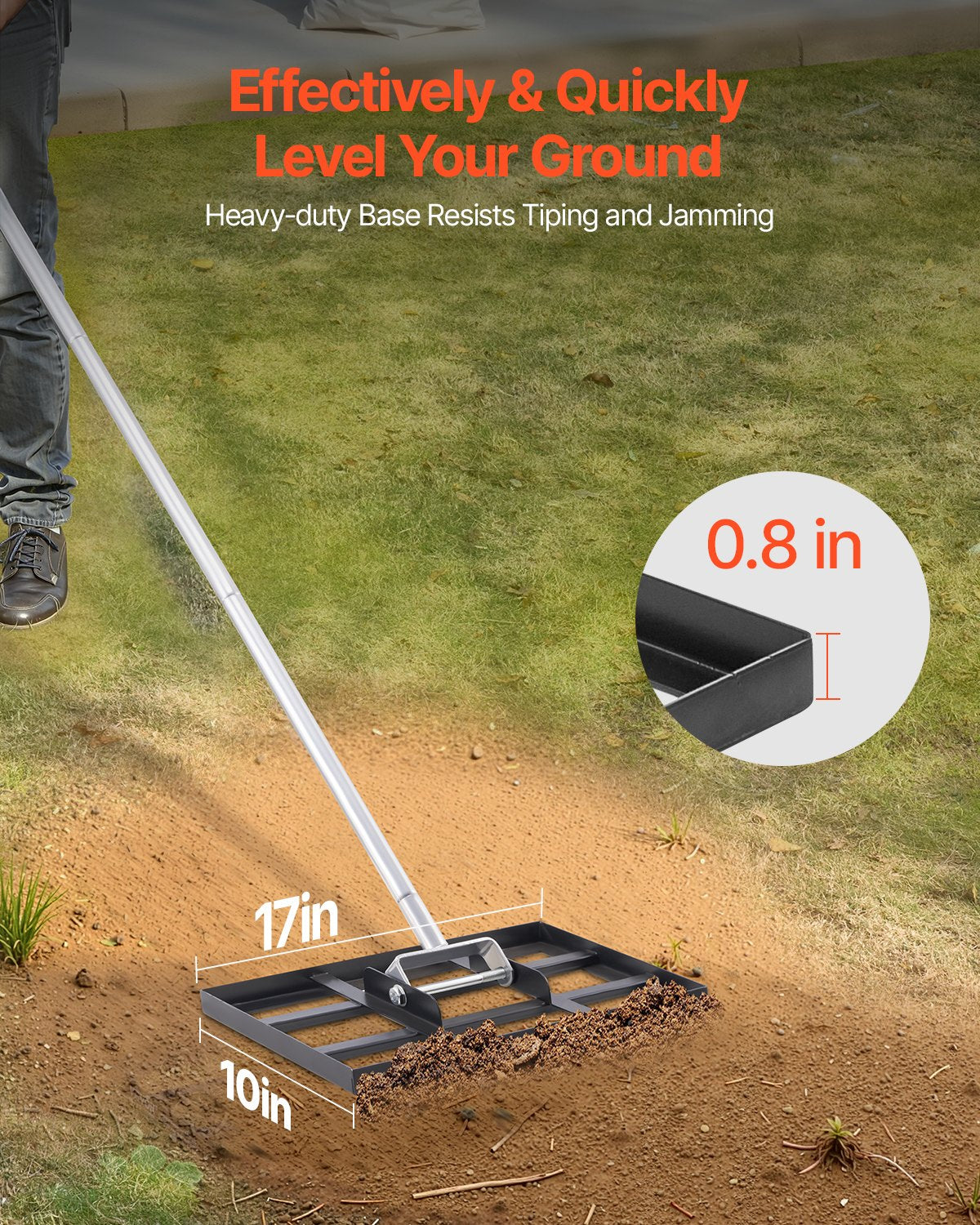 254 x 430 mm Lawn Leveling Rake 1980 mm Adjustable Handle for Yard Golf Court V952-CPPZPEKCGK1095NBKV0