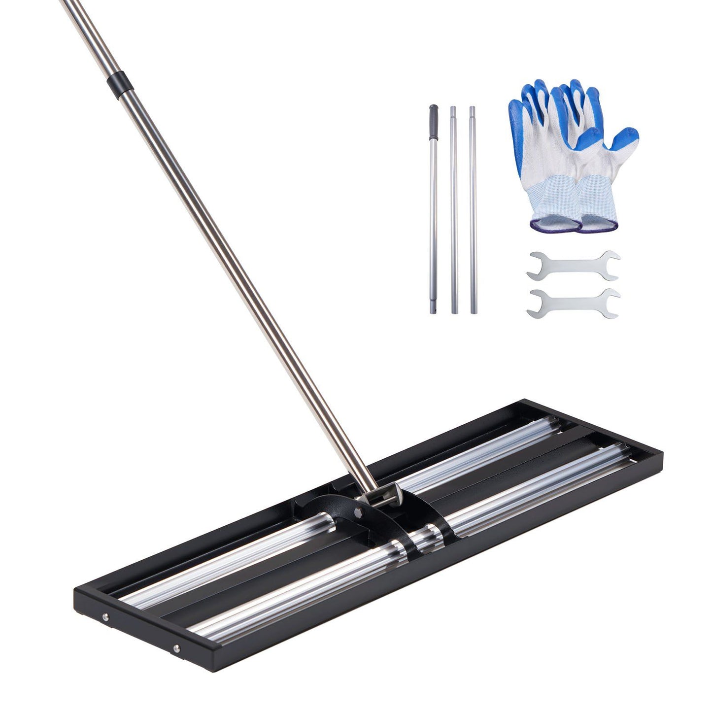 Updated Lawn Leveling Rake with Roller, 30" x 10" Stainless Steel Lawn Leveler with 83.9" Adjustable Handle, V952-CPPZPEKGLK104T4UG002V0