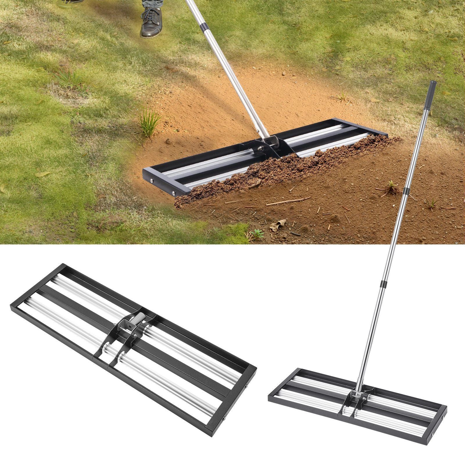 254 x 762 mm Lawn Leveling Rake with 2130 mm Adjustable Handle for Yard Garden V952-CPPZPEKGLK104T4UGV0