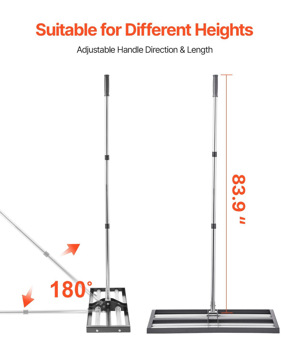 254 x 762 mm Lawn Leveling Rake with 2130 mm Adjustable Handle for Yard Garden V952-CPPZPEKGLK104T4UGV0