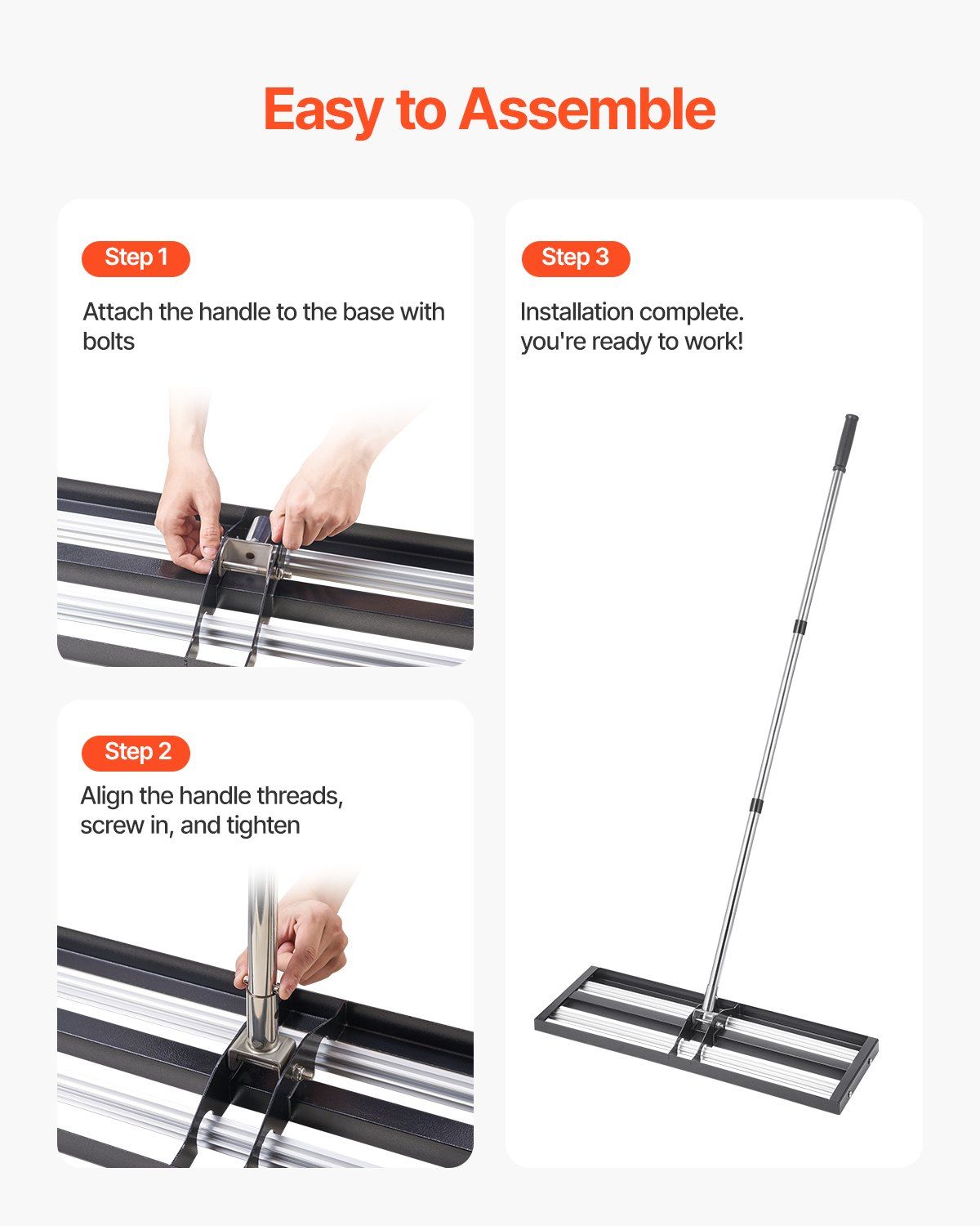 254 x 762 mm Lawn Leveling Rake with 2130 mm Adjustable Handle for Yard Garden V952-CPPZPEKGLK104T4UGV0