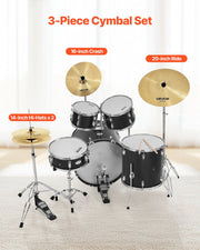 Cymbal Pack, 3 Pieces Cymbals for Drum Set, Alloy Cymbals Drum Set Includes 35.5 cm Hi-Hats, 40 cm Crash, V952-CPTZCPTZ3ZXGGQ223001V0