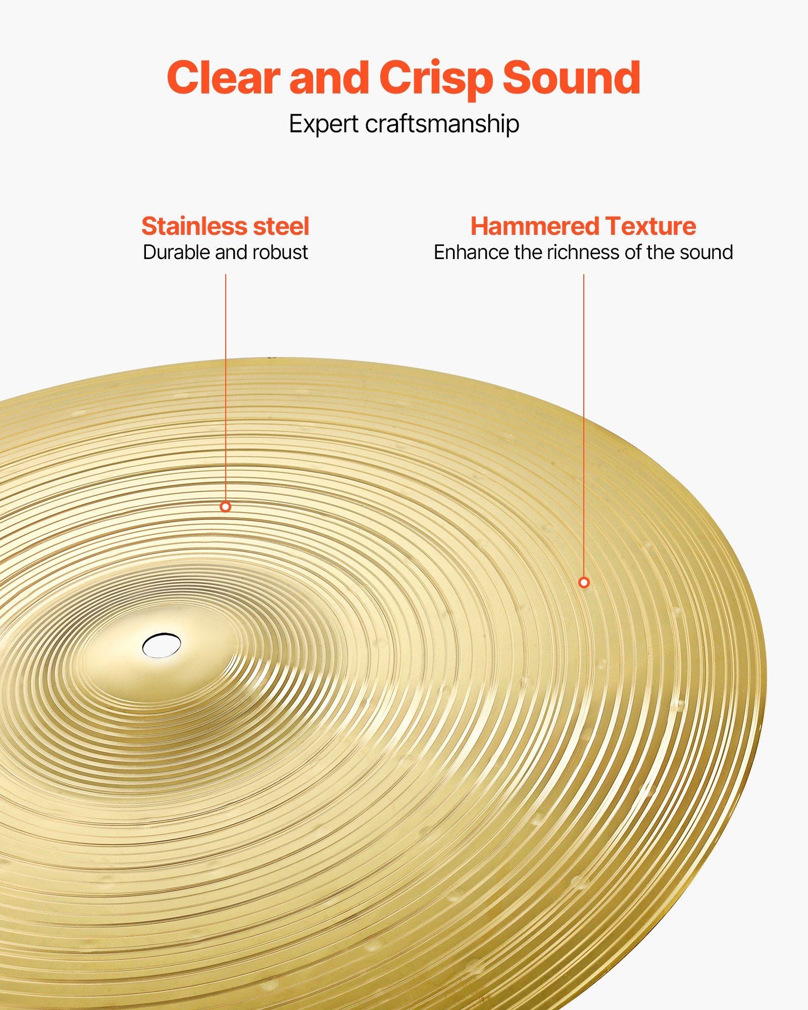 Cymbal Pack, 3 Pieces Cymbals for Drum Set, Alloy Cymbals Drum Set Includes 35.5 cm Hi-Hats, 40 cm Crash, V952-CPTZCPTZ3ZXGGQ223001V0