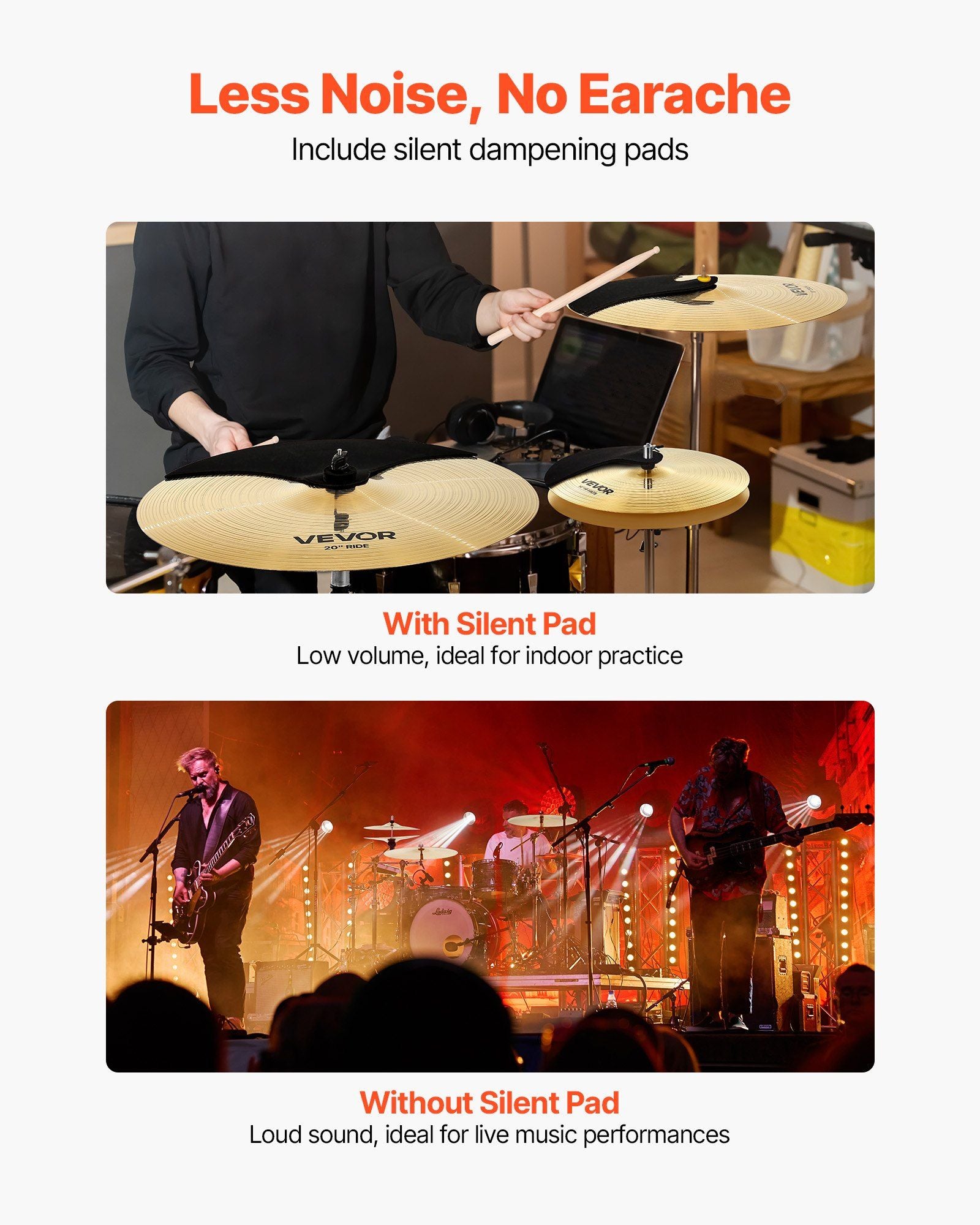 Cymbal Pack, 3 Pieces Cymbals for Drum Set, Alloy Cymbals Drum Set Includes 35.5 cm Hi-Hats, 40 cm Crash, V952-CPTZCPTZ3ZXGGQ223001V0