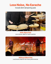 Cymbal Pack, 6 Pieces Cymbals for Drum Set, Alloy Cymbals Drum Set Includes 35.5 cm Hi-Hats, 40 cm Crash, V952-CPTZCPTZ5ZXGBITH1001V0