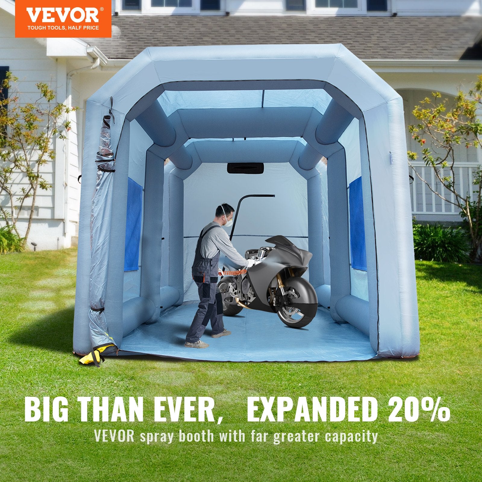 Inflatable Spray Booth Car Paint Tent 13x10x9ft Filter System Blower 950W V952-CQ13109FT950WSOKVV3