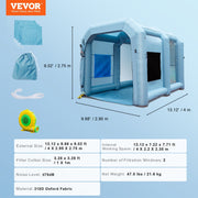 Inflatable Spray Booth Car Paint Tent 13x10x9ft Filter System Blower 950W V952-CQ13109FT950WSOKVV3