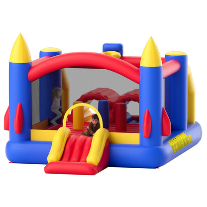 Inflatable Bounce House, Outdoor High Quality Playhouse Trampoline, Jumping Bouncer with Blower, Slide, and V952-CQCBBHYC101164JT9V3