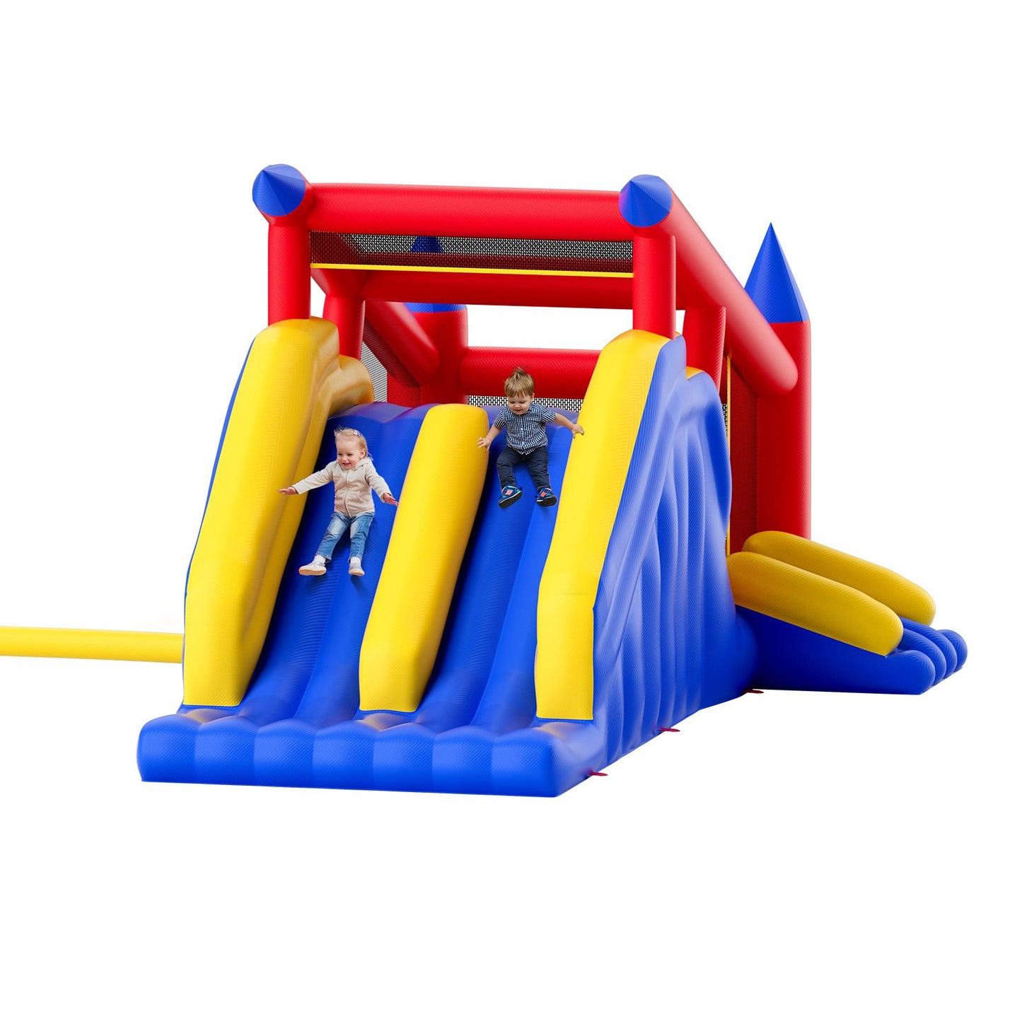 Inflatable Bounce House, Outdoor High Quality Playhouse Trampoline, Jumping Bouncer with Blower, Slide, and V952-CQCBBHYC10118FQ7MV3