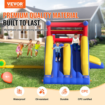 Inflatable Bounce House, Outdoor High Quality Playhouse Trampoline, Jumping Bouncer with Blower, Slide, and V952-CQCBBHYC10118FQ7MV3