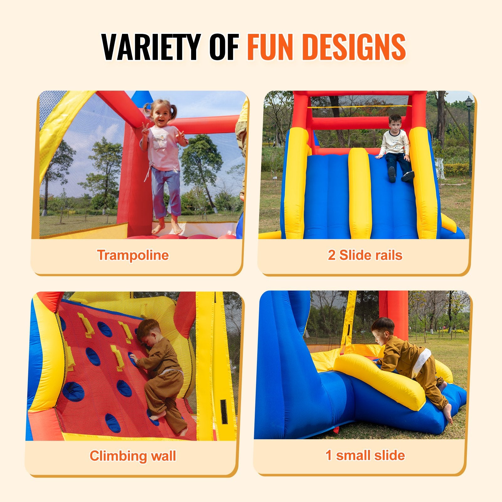Inflatable Bounce House, Outdoor High Quality Playhouse Trampoline, Jumping Bouncer with Blower, Slide, and V952-CQCBBHYC10118FQ7MV3