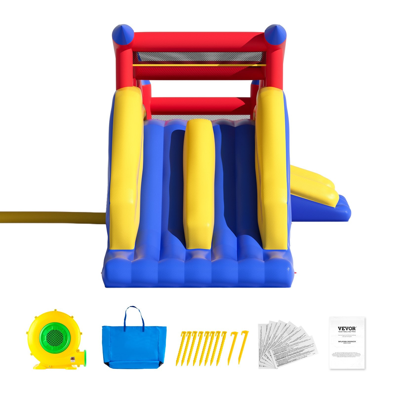 Inflatable Bounce House, Outdoor High Quality Playhouse Trampoline, Jumping Bouncer with Blower, Slide, and V952-CQCBBHYC10118FQ7MV3