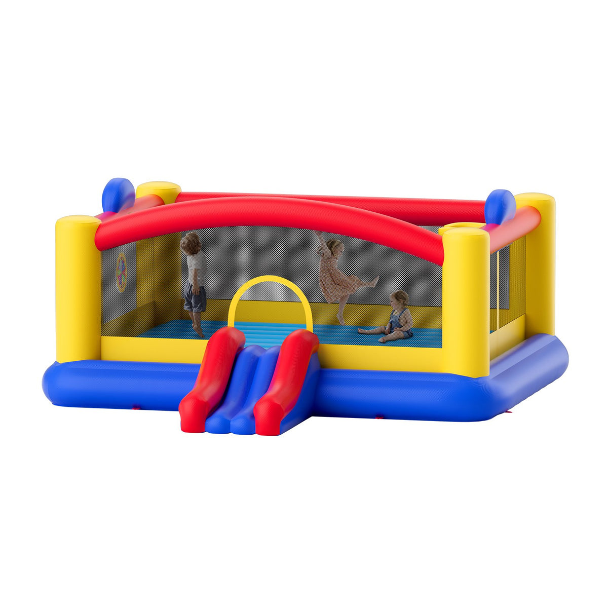 Inflatable Bounce House, Outdoor High Quality Playhouse Trampoline, Jumping Bouncer with Blower, Slide, and V952-CQCBBHYC2021Z5HY3V3