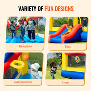 Inflatable Bounce House, Outdoor High Quality Playhouse Trampoline, Jumping Bouncer with Blower, Slide, and V952-CQCBBHYC2021Z5HY3V3
